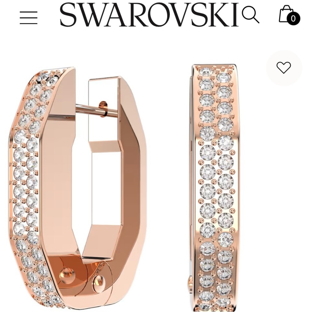 New-Swarovski small rose gold octagonal hoop earrings